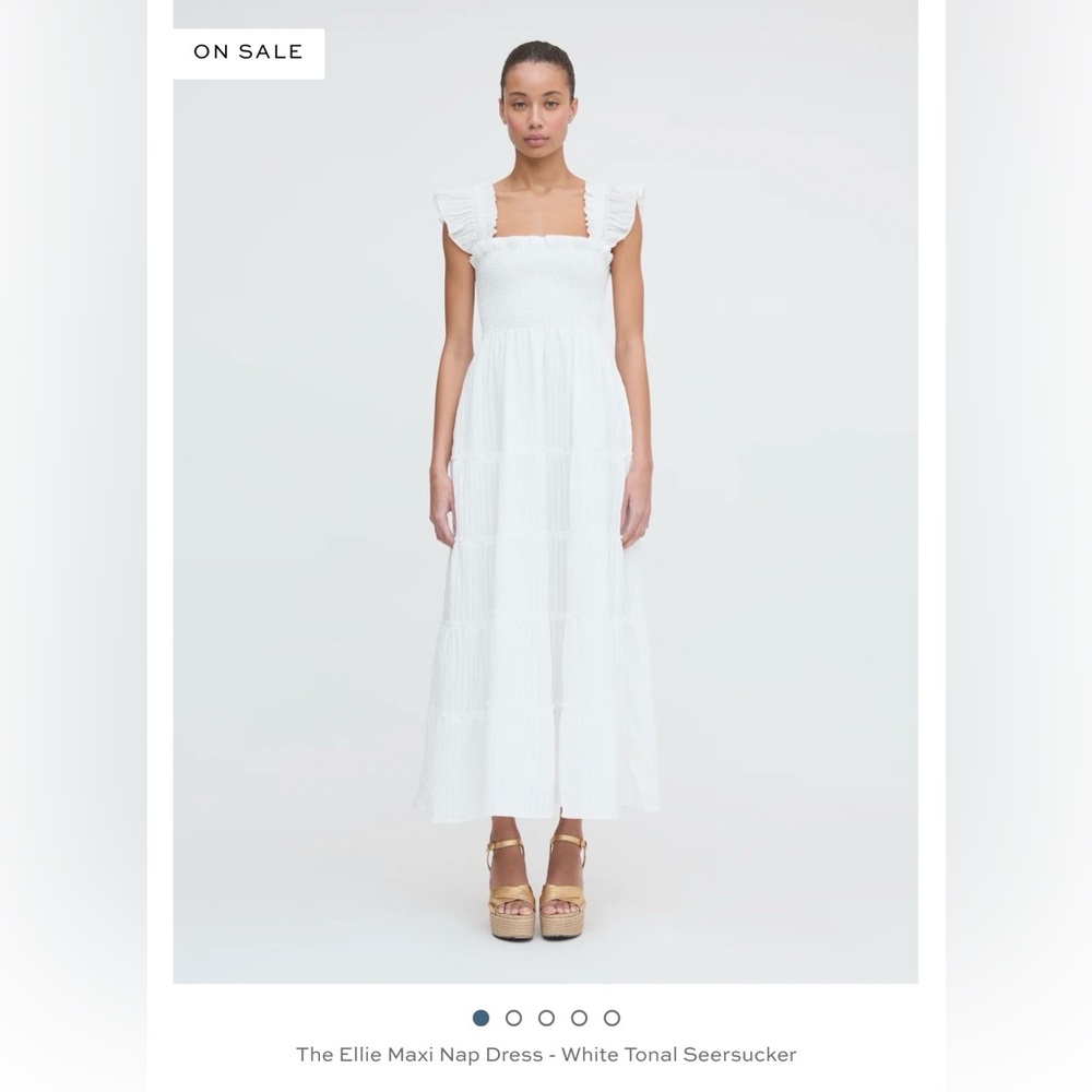 Hill House Home Ellie Maxi Nap Dress White Seersucker Lined SOLD OUT